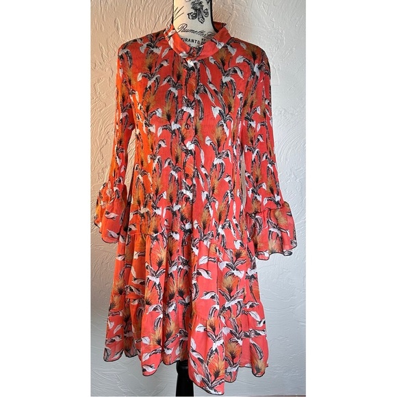 Lindi Women’s Vintage Boho Floral Long Sleeve Tunic Blouse Dress, size Large - Picture 8 of 9